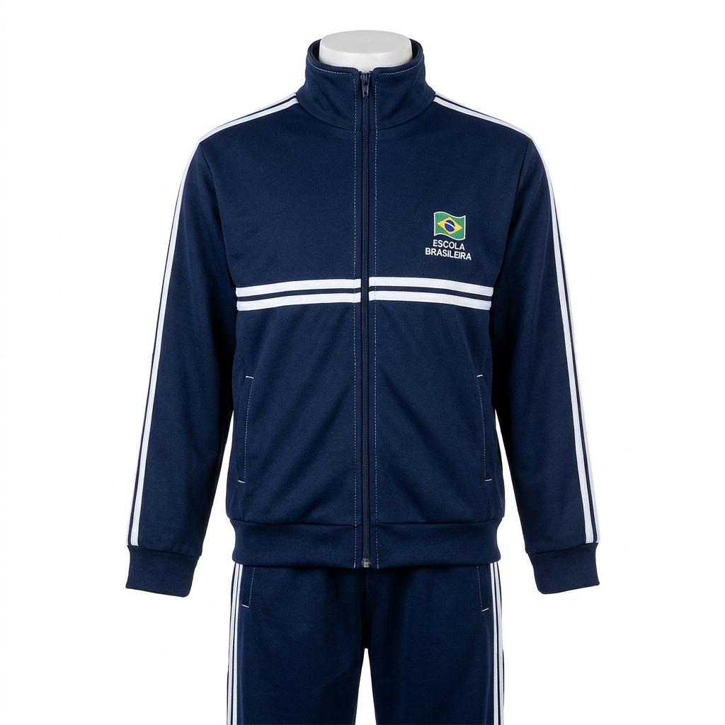 Agasalho escolar com zíper e bordado — linha educação MG Uniformes