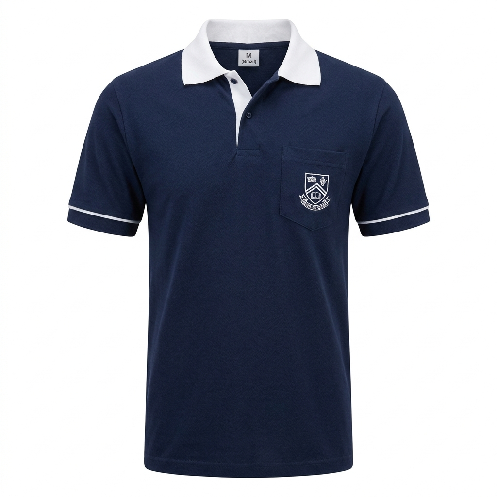 Camiseta escolar em malha PV com bordado da escola — MG Uniformes