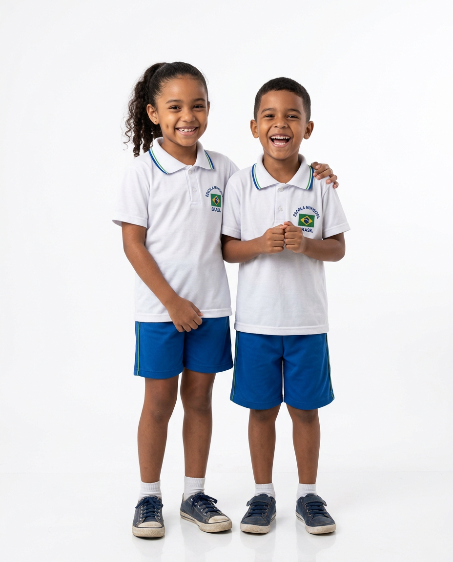 Crianças com uniforme escolar MG