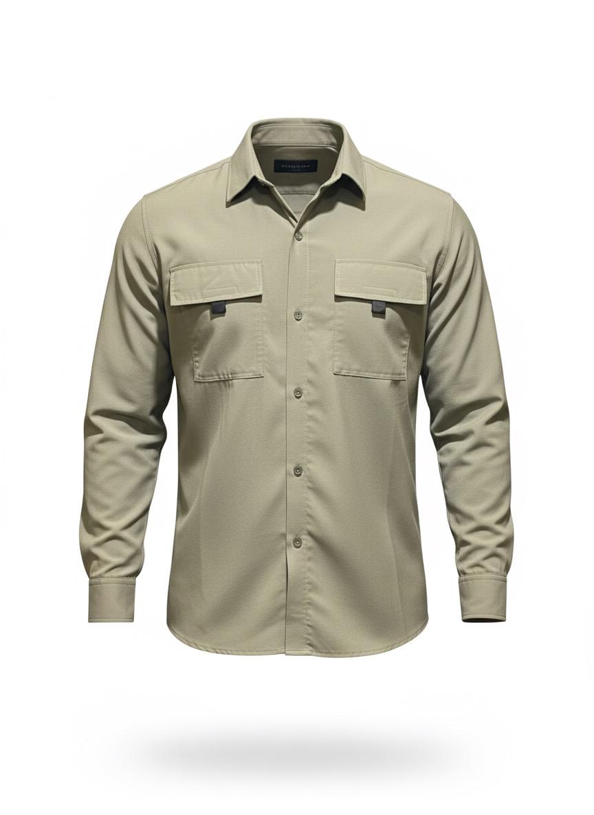 Camisa Mustang Agro na cor bege — frente